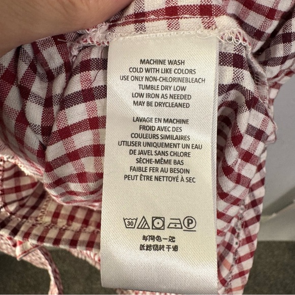 Free People Red and White Checkered gingham tunic Top large - Picture 6 of 8